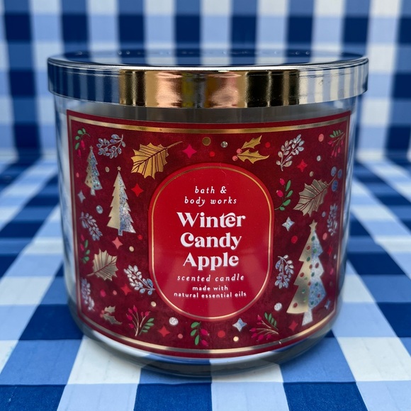 WINTER CANDY APPLE Bath & Body Works 3-Wick Candle Home Fragrance - Picture 2 of 9